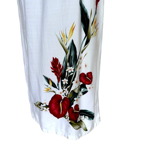 Hawaiian White Sheath Maxi Dress SMALL Sleeveless Hibiscus Vintage 90s Vacation - Picture 3 of 5